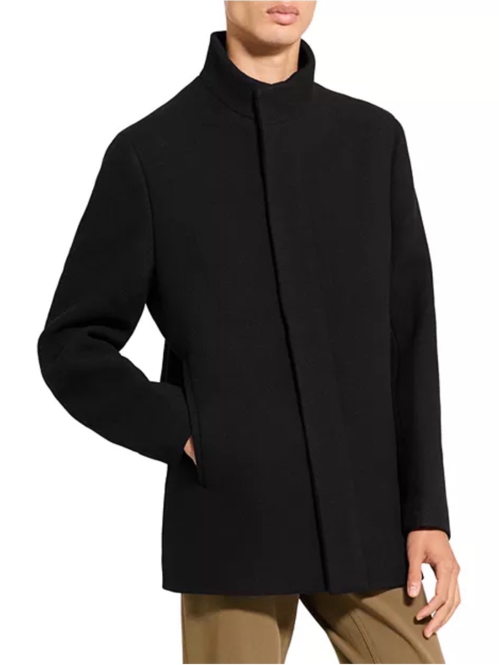 Theory Clarence Wool Melton Coat - Black - Small